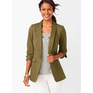 Talbots Women Blazer Sz 10 Olive Green NEW w/Tags MSRP $150 LinenBlend BizCasual